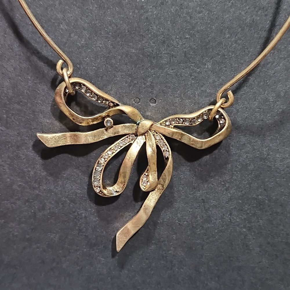 NEW Brass Bow Gem Structured Banana Republic Necklace
